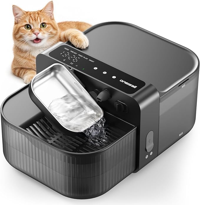 oneisall 3.5L Wireless Filterless Cat Water Fountain for Cat Pet,PW17 | Wastewater Separation,No Filter Needed,Cordless,Separate Clean&Dirty Water,304 Stainless Bowl,30dB Quiet,Smart LED Display