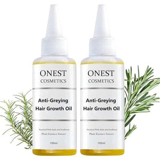 Onest Cosmetics Anti-Greying Hair Growth Oil, Onestcosmetics Anti Greying Hair Growth Oil Enriched with Amla and Sunflower,Onest Cosmetics Rosemary Hair Oil Serum Anti Hair Loss Nourishing Serum