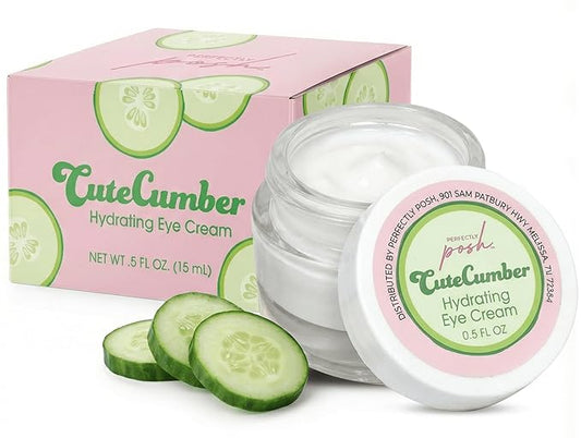 Perfectly Posh - CuteCumber Hydrating Eye Cream - Under Eye Moisturizer with Cucumber, Aloe, and Hyaluronic Acid for Refreshed-Looking Skin - 15ml