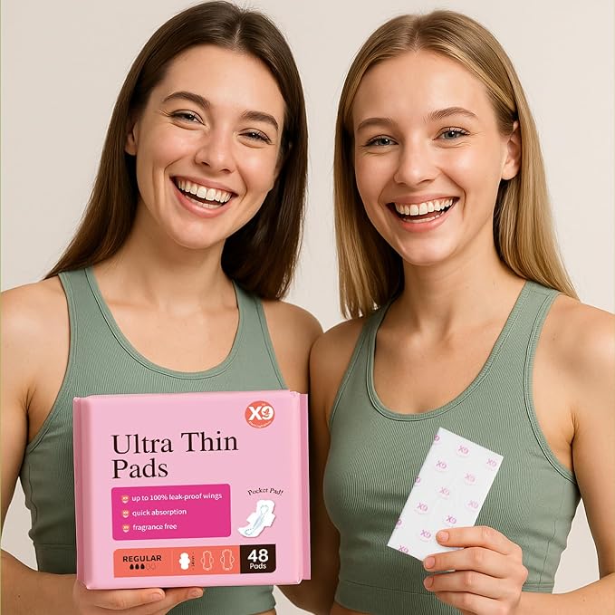 Ultra Thin Pads for Women with Wings, Super Absorbency Period Pads, Lightweight & Discreet Feminine Pads, Portable Design, 48 Count
