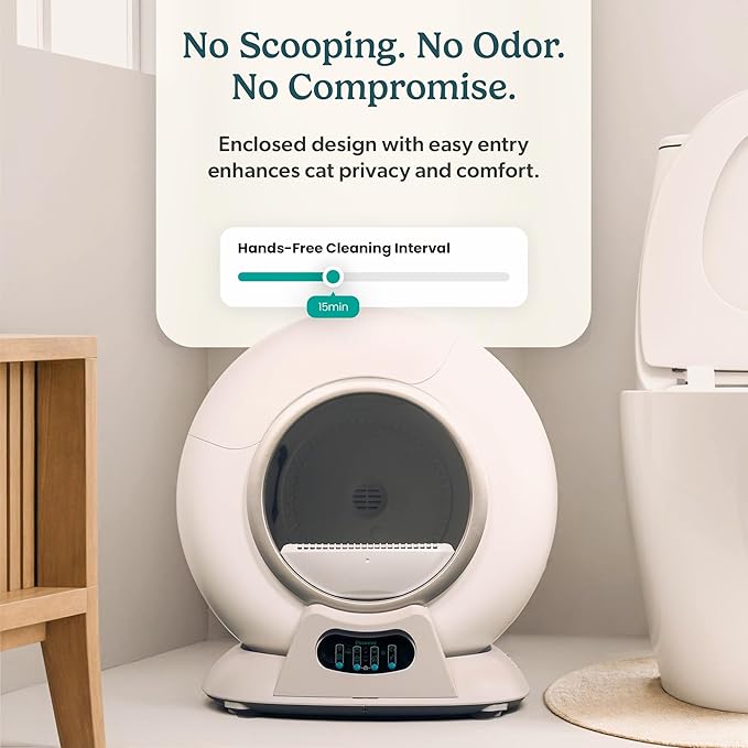Petcove Automatic Self Cleaning Litter Box for Multiple Cats - PurrTek with Smart App (5GHz Wi-Fi), Triple Odor Control, Quiet Operation & Advanced Safety Sensors