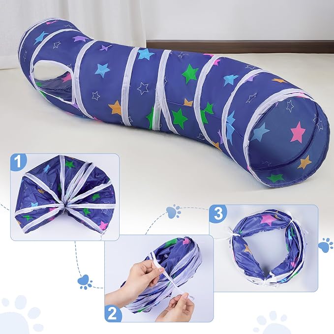 Glittme S-Shape Cat Tunnel, Foldable Cat Tunnels for Indoor Cats