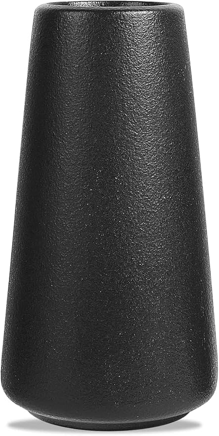 DECORPIA 12 Inch Tall Premium Quality Ceramic Vase | Flower Vase for Home Decor | Farmhouse Decor, Desk Decor, Modern Decor, Aesthetic Room Decor, White Vase for Bohemian Decor, Pampas Vase, Black