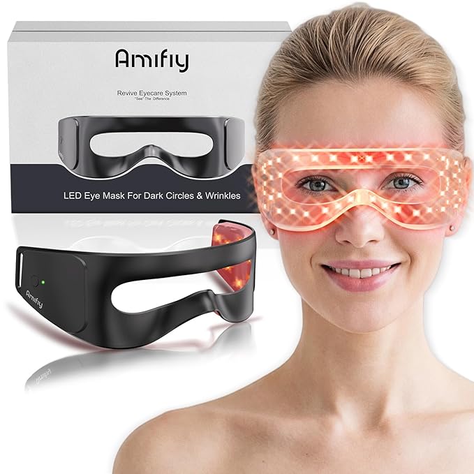 Red Light Therapy Eye Mask, Red Light Therapy for Eyes with 3-Minute Treatment, Under Eye Mask for Dark Circles, Eye Bags, Fine Lines & Wrinkles, Rejuvenating Eye Massager (Black)