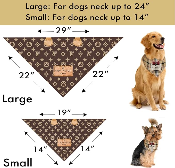 Dog Bandana Sniffany & Co. Designer Fashion Clothes Scarf kercheif for Small Medium and Large Dogs. Funny Parody Gift for Girl or boy Dog Soft Durable Fabric, Adjustable tie-on Style Triangle