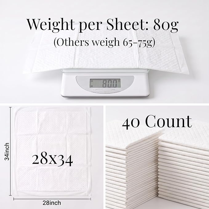 28x34 X-Large 40 Count Quick Drying Super Absorbent Pee Pads