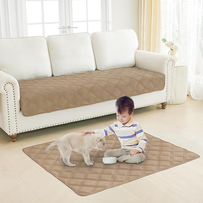 Smiry Waterproof Dog Bed Cover, Reversible Pet Blanket for Sofa Couch | Soft Washable Dog Blanket, Leakproof Couch Cover for Dogs Cats & Furniture Protection, 82x102, Camel/Beige