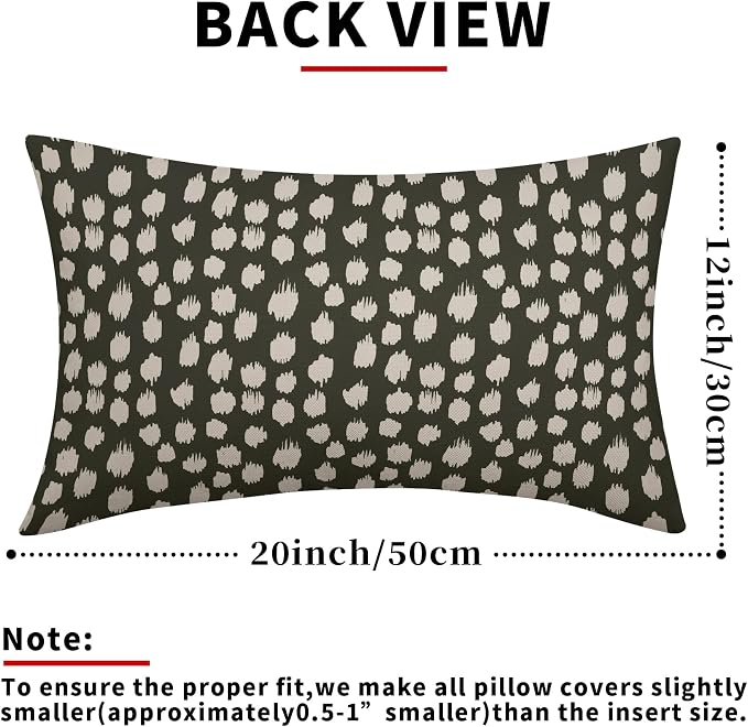 Olive Green Cream Dots Lumbar Pillow Covers 12x20 Set of 2 Boho Design Polka Dot Print Throw Pillows Modern Outdoor Decorative Pillowcase Rectangle Linen Cushion Cases Decor for Sofa Couch Bed