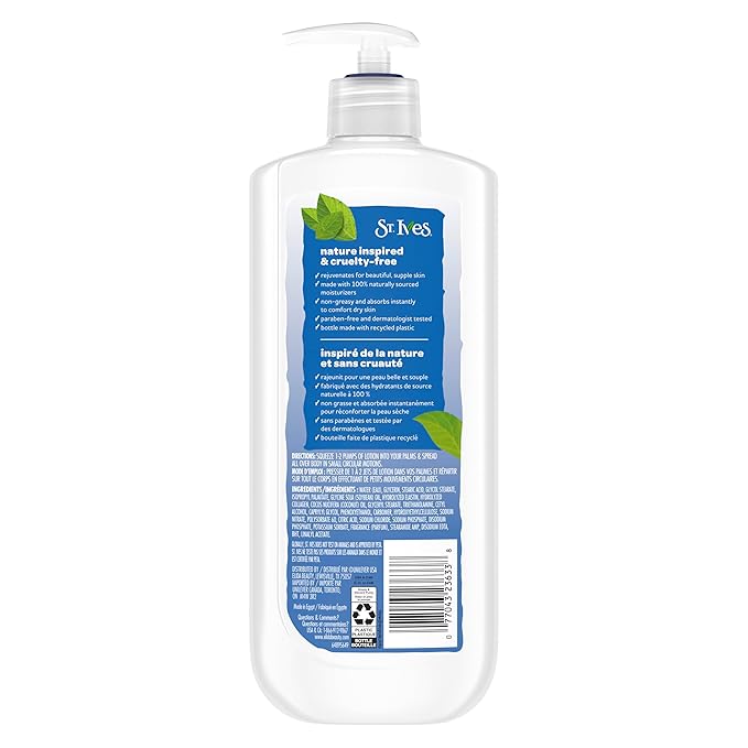 St. Ives Renewing Hand & Body Lotion for Women with Pump, Daily Moisturizer Collagen Elastin for Dry Skin, Made with 100% Natural Moisturizers, 21 fl oz, 4 Pack