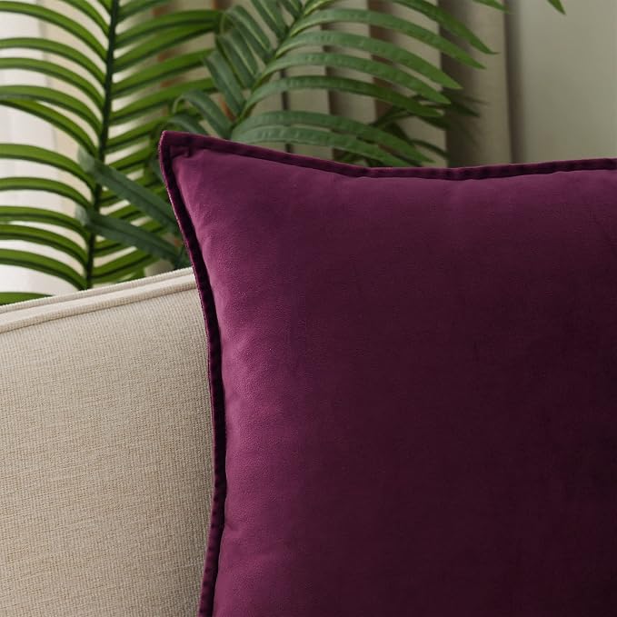 Velvet Purple Throw Pillow Covers 16”x16”Pack of 2 Soft Decorative | Square Cushion Covers for Couch Sofa Bed Livingroom Car Home Decor,40x40Cm