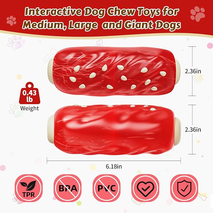 Tough Dog Chew Toys Indestructible Squeaky Toys for Aggressive Chewers Outdoor Swimming Interactive Tough Chew Toys for Medium and Large Dogs