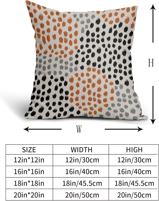 Black Orange Pillow Covers 18x18 Set of 2 Fall Colored Art Dot Decorative Throw Pillows Trendy Print Outdoor Pillowcase Holiday Halloween Cushion Cover Linen Pillow Case Decor for Sofa Couch Bed