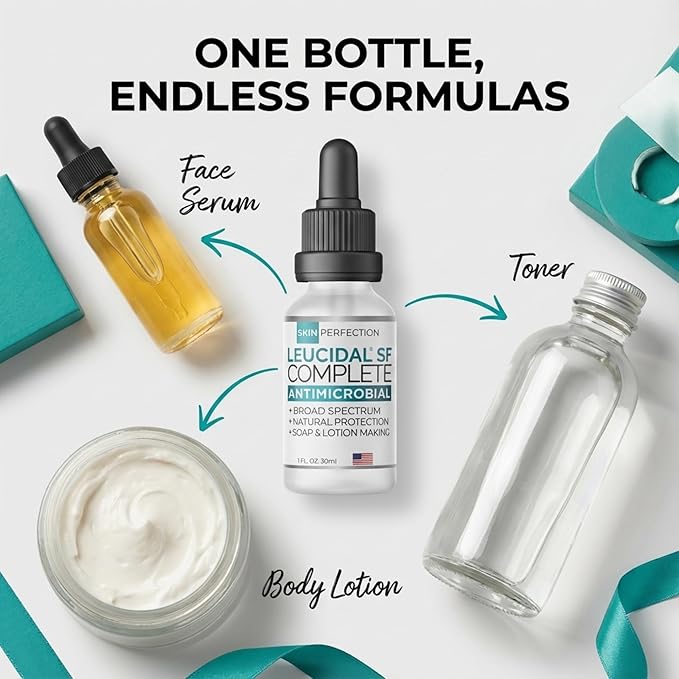 Skin Perfection Leucidal SF Complete - DIY Leucidal Liquid SF Natural Alternative Preservative for Lotion Making - Leucidal Liquid Complete with Lactobacillus & Coconut for Complete Protection 1oz