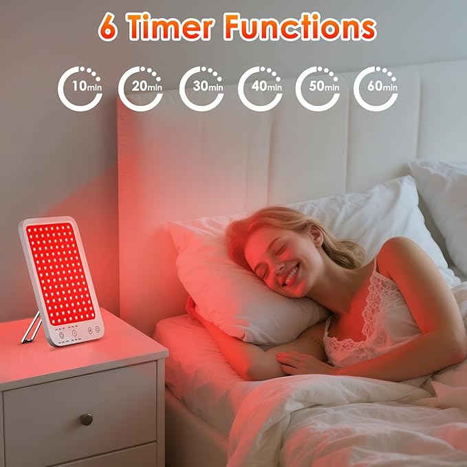 Red Light Therapy for Body Face, Infrared Red Light Panel with Adjustable Stand, 660nm and 850nm Near Infrared Therapy Lamp with 3 Modes, 6 Adjustable Brightness and Timer, for Home and Travel Use