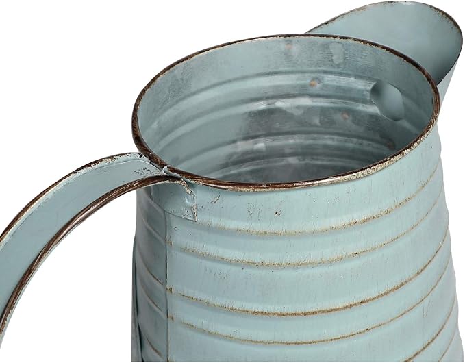 Shabby Chic Metal Jug Vase Pitcher Flower Holder for Home Decoration