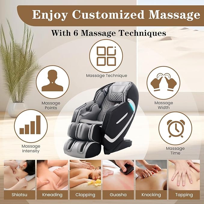 4D Massage Chair Full Body, Zero Gravity SL-Track Shiatsu Electric Massage Chair Recliner, Airbag Massage, Deep Yoga Stretch with Heat Body Scan Bluetooth Foot Roller, Extendable Footrest