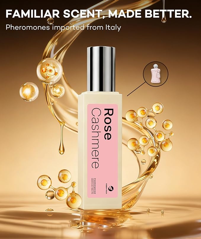 purefittech Pheromones Perfume Oil for Women, Long Lasting Rose Cashmere Roll-on Fragrance, Pure Essential Oil Parfum, 0.34 fl oz (10ml) Travel Size, Made in USA
