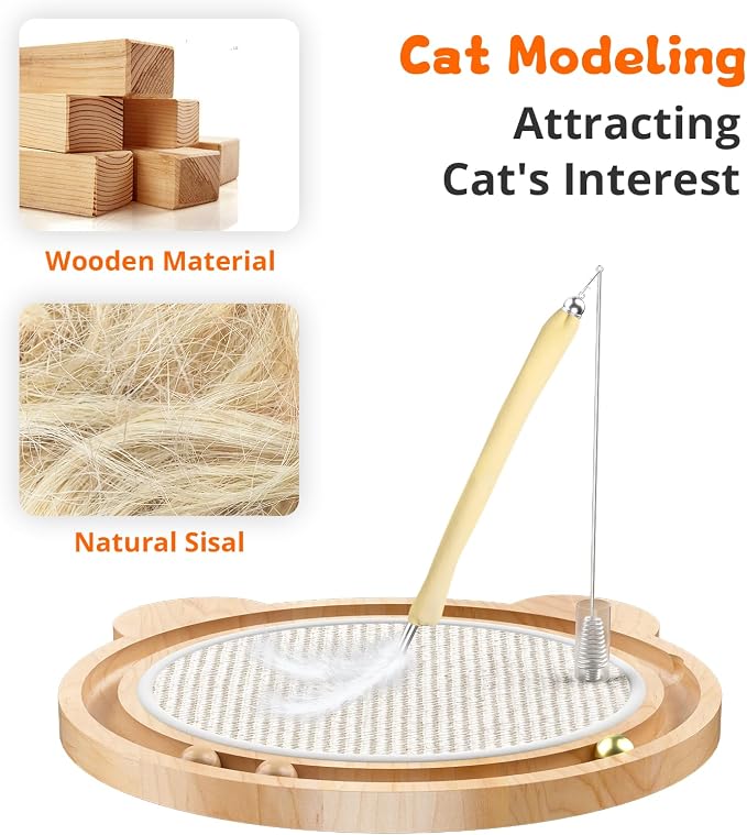 Cat Scratcher Toys Natural Sisal Pad Kitten Interactive Ball Track