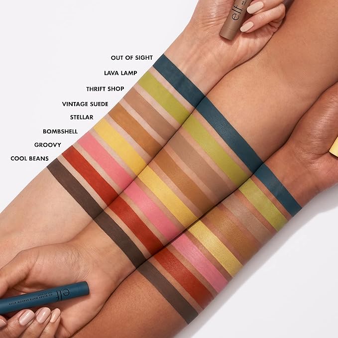 e.l.f. No Budge Matte Shadow Stick, One-Swipe Cream Eyeshadow Stick, Long-Wear & Crease Resistant, Matte Finish, Vegan & Cruelty-Free, Cool Beans