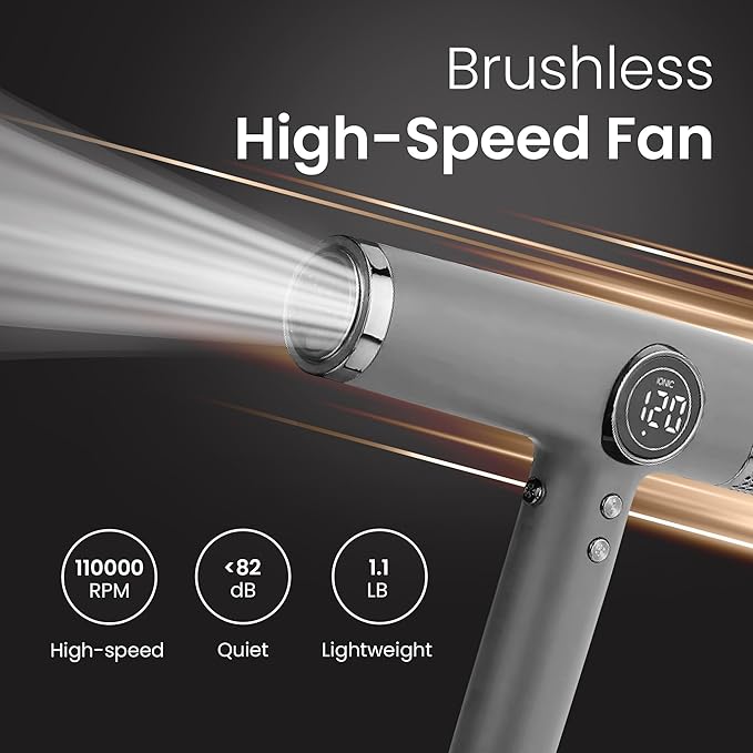 be beautiful extensions Hair Dryer for salon-1800W high Speed Powerful Blow Dryer with a110,000 RPM Lightweight Turbo Heat for Fast Drying-Black