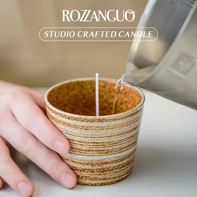 Luxury Textured Ceramic Jar Scented Candle | Non Toxic 100% Natural Coconut & Soy Wax Blend Cotton Wick | 5.2oz | Hand Poured Highly Scented Long - Lasting | Women & Men | (Palo Santo)