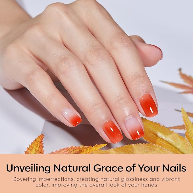 modelones Gel Nail Polish Set, 6 Colors White Nude Brown Orange Jelly Gel Polish Tortoise Burgundy Wine Red Neutral Translucent Nail Art Gel Soak Off LED Lamp Manicure Salon DIY Girl Women Gift