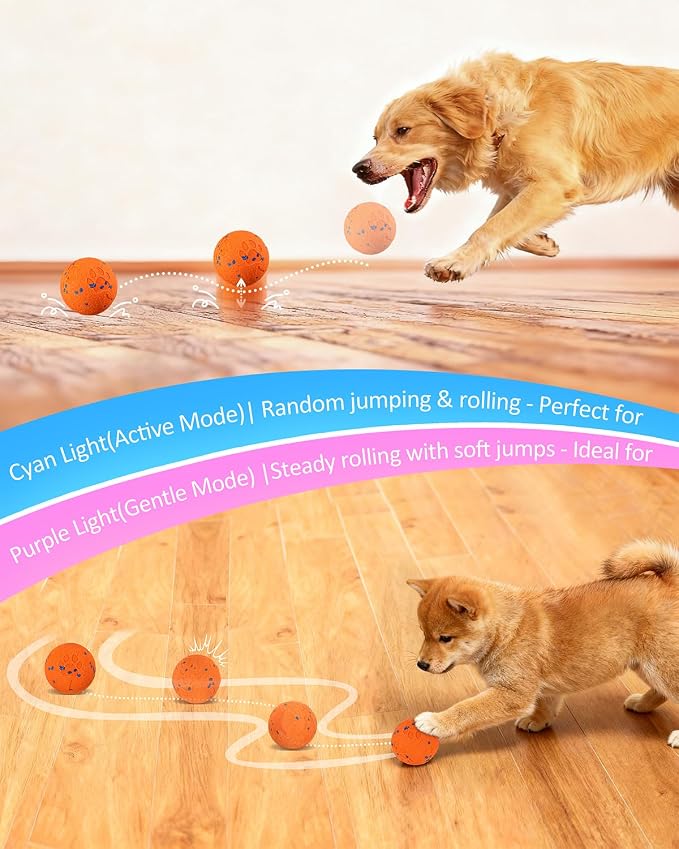 Interactive Dog Ball for Large Dogs, Self Moving Toy with Bouncing & Vibrating, 3.1" Chew-Resistant E-TPU, Indestructible, IPX7 Waterproof, Low Noise, Gift Bag – Perfect for Medium/Large Breed Dogs