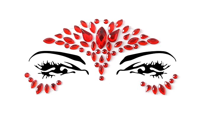FACEGEM LONDON Face Gems Adhesive Glitter Jewel Tattoo Sticker Festival Gems Rave Party Body Make Up (60 PCS FACE GEMS)
