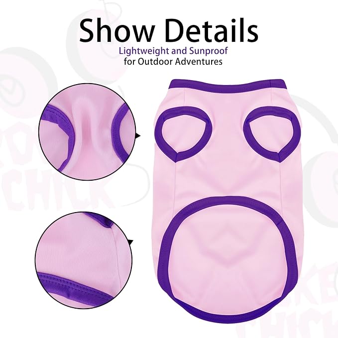 Color-Blocked Dog Tank Top with Playful Heat Transfer Designs – Lightweight Polyester Shirt for Small,MediumDogs, Perfect for Casual Outings.Rocker Chick Light Pink S