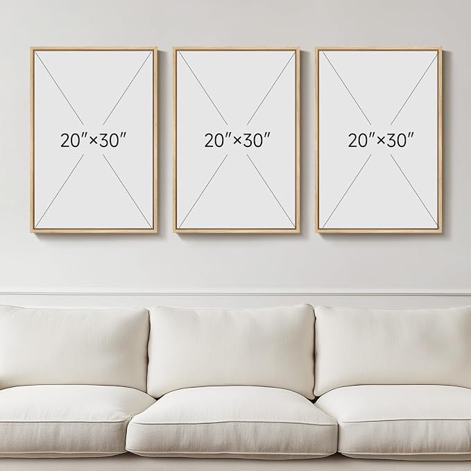 Large 3D Textured Framed Boho Neutral Wall Art for Living Room, 3 Piece Modern Minimalist Texture Paintings Artwork for Walls, Brown Beige Tan Geometric Pictures for Hallway Office Wall Decor 20x30 In