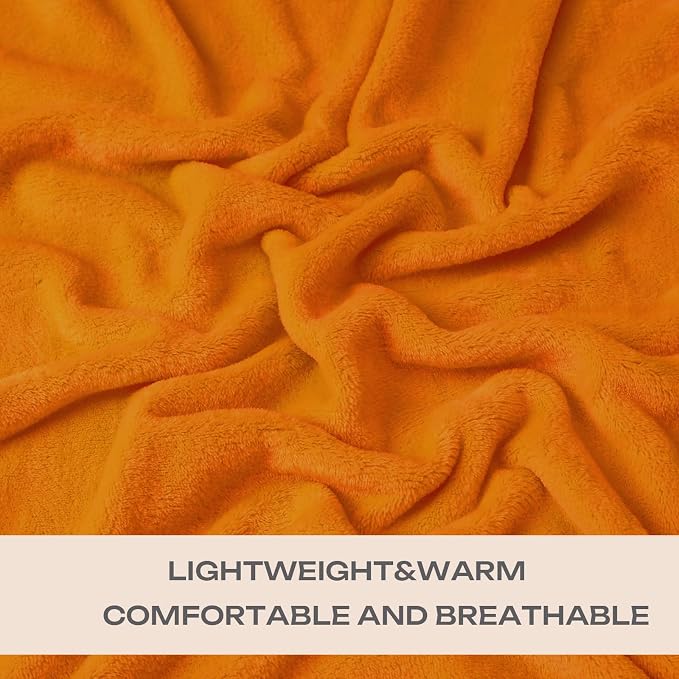 Burnt Orange Fleece Plush Throw Blanket 60"x80"for Couch Fuzzy Cozy Flannel | Super Soft Lightweight Microfiber Blanket for Sofa Bed bedroom Home Decor All Season,Birthday Gifts for Women Mom Adult