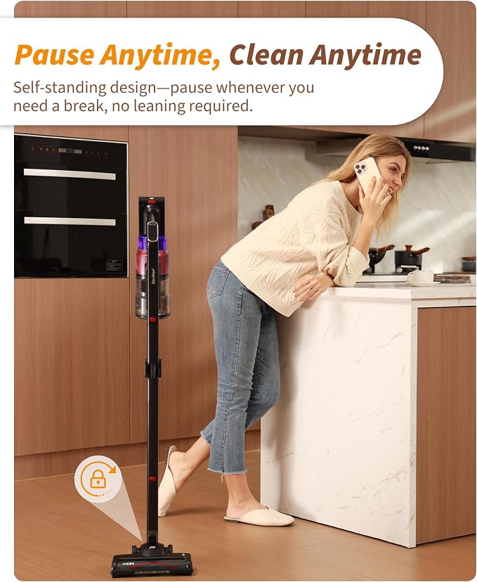 ElecKeys 650W 55kPa Foldable Cordless Vacuum Cleaner with Charging Dock | 65Mins Long-Lasting, Lightweight Vacuum, Self-Standing, Anti-Tangle, Ideal for Daily Cleaning, Pet Hair, HardFloor & Carpet.