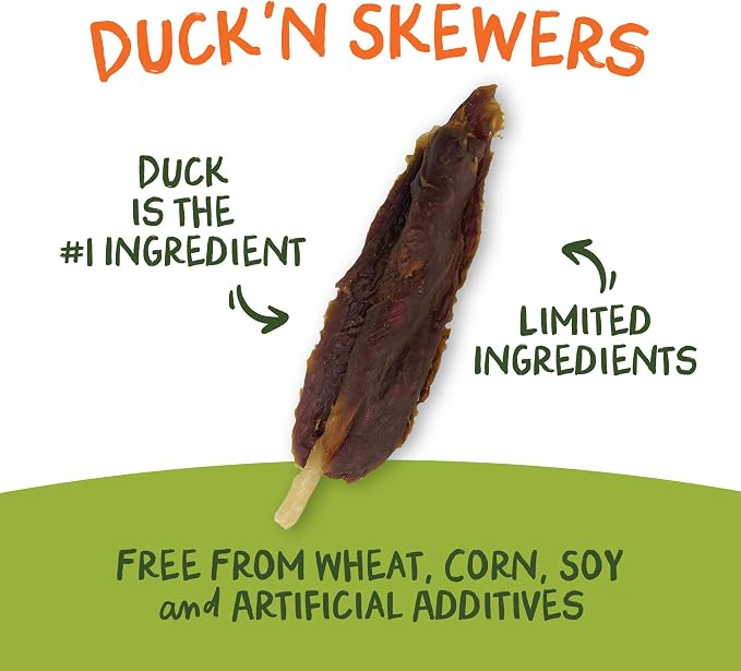 Pet 'n Shape Chik 'n Skewers – Natural Duck Wrapped Rawhide Chew Dog Treats - 1 Pound