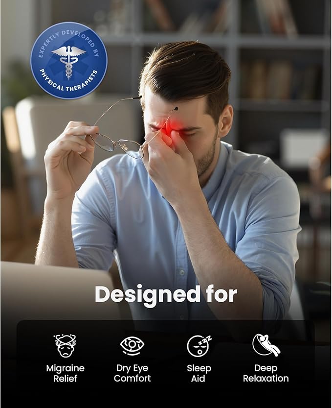 BOB AND BRAD Heated Eye Massager with Remote Control - EyeOasis 2 Plus for Migraines & Dry Eye Relief - Electric Eye Mask with Compression & Music - FSA Eligible Christmas Gifts for Women Men Mom Dad