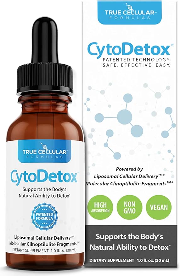 CytoDetox Liposomal Zeolite Clinoptilolite with Fulvates - Supports Cellular Detox & Natural Toxin Removal - Gentle Detoxifier and Binder - 1 oz Bottle