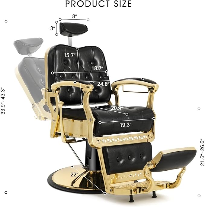 Artist hand Barber Chair Salon Chair Spa Equipment Vintage Heavy Duty Barber Chair(Gold)