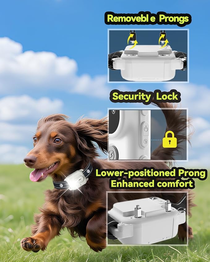 Dog Shock Collar, Dog Training Collar with Remote Control 3300FT Range, Electric Collar with Smart Light, Rechargeable Waterproof E Collar for Small Medium Large Dogs