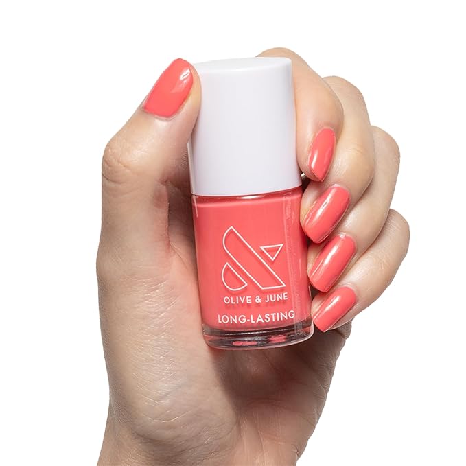 Olive & June Long Lasting Nail Polish | Spring Pastel Nails | Gel-Like Finish No Lamp Needed | Lasts up to 10 days | 15-Free Vegan & Cruelty-Free Chip-Resistant | Maine Character Energy Lobster Red