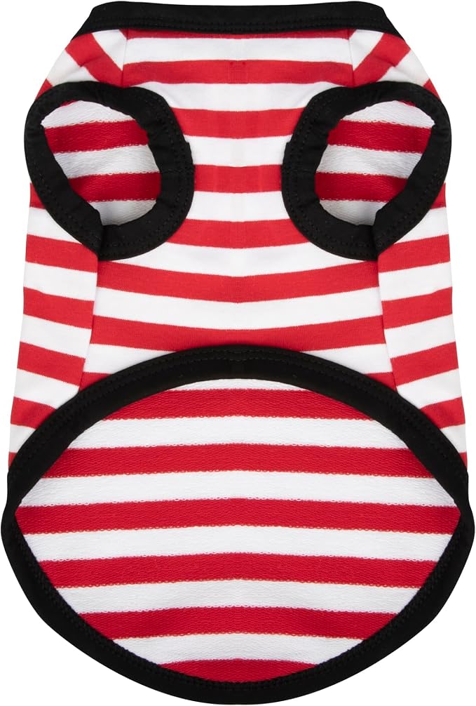 Dog Striped Shirt Happy Color Cotton Sleeveless Puppy Pet Shirts Breathable Apparel Tank Top Colorful Puppy Sweatshirt Clothes for Small Medium Dogs Red 4XL