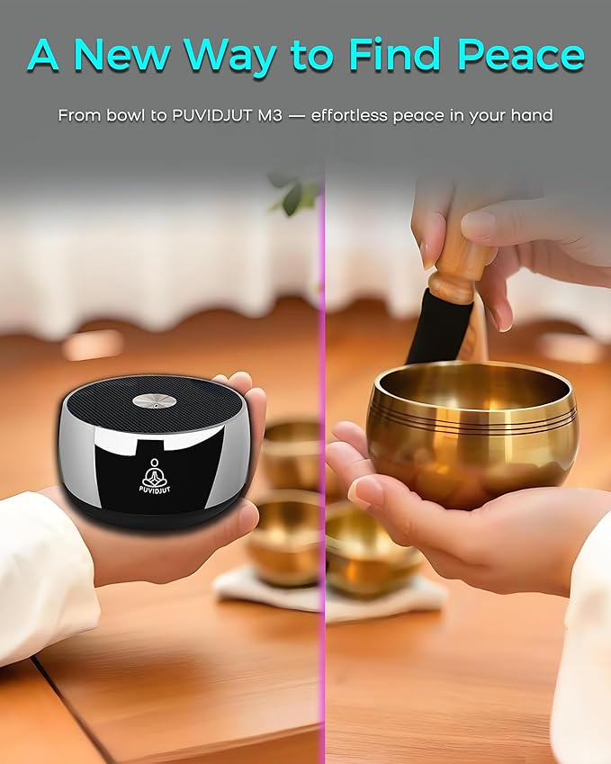 Meditation Sound Machine, Frequency Generator Instrument,PUVIDJUT Tone Device - Solfeggio Frequencies Bath for Yoga, Mindfulness,Meditation System of Chakra, 5 Tones Optional, 3 Timer Modes