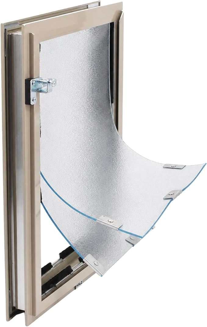 Door Model | Cat & Dog Doors | Energy Efficient Double Vinyl Flaps | Locking Security Cover | Skilled Install Required | Heavy Frame of Extruded Aluminum | Steel Reinforced Corners | Hale Pet Door