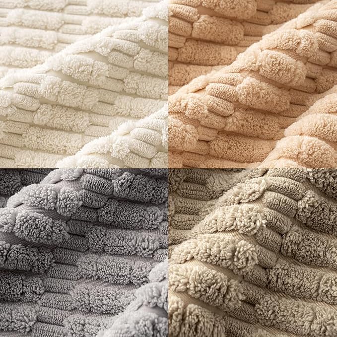 MIULEE Pack of 4 Corduroy Throw Pillow Covers 18x18 Inch Beige and Brown | Neutral Rustic Farmhouse Boho Soft Striped Pillow Covers,Home Decor for Sofa,Living Room,Couch,Bed