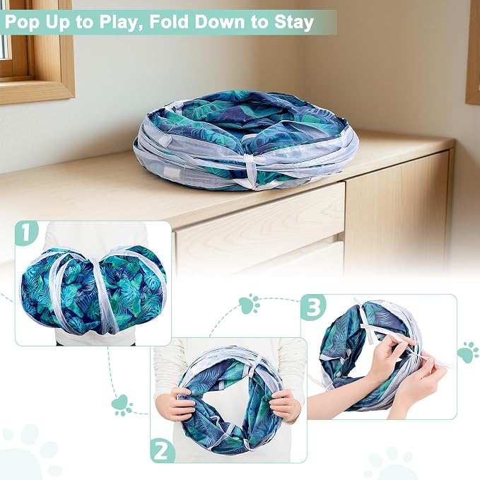 Glittme S-Shape Cat Tunnel, Foldable Cat Tunnels for Indoor Cats