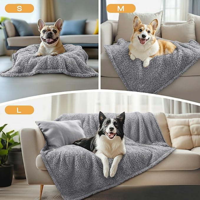 1 Pack 3 Calming Blankets Fluffy Premium Fleece Pet Blanket Soft Sherpa Throw for Dog Puppy Cat Grey Large (41" x31'') | Fluffy Throw Blanket Washeble for Crate Bed Couch Indoor. Cozy Pet Blanket, Puppy Essentials Dog gift,Grey,Large