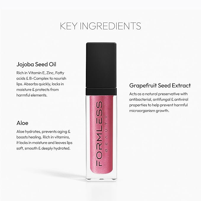 Formless Beauty by Jenny McCarthy – Manifest Lip Gloss (Plum-Mauve Glitter) – Clean, Hydrating, Non-Toxic, Vegan Shine