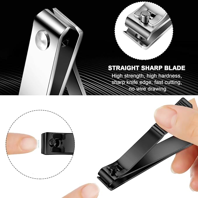 Mudder 6 Pcs Silver and Black Large Toenails Clippers Nail Clippers Straight Edge Toenails Cutters Stainless Steel Nails Trimmer Cutters for Men Women Thick Nails Straight Sharp Blade Anti-slip Handle