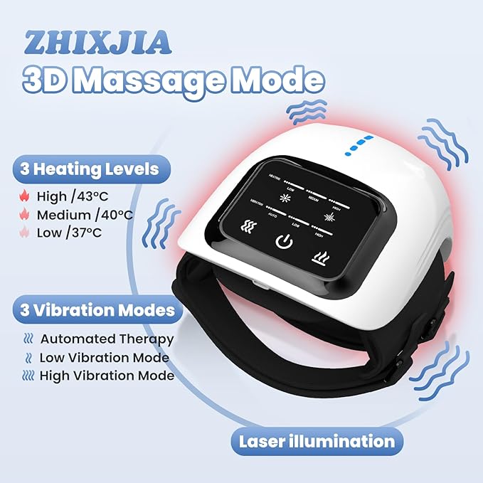 Knee Massager with Heat, 3-in-1 Smart Portable, 3 Vibration Modes and 3 Heating Levels LED Vitality Joints Knee Massager, Gift for Men and Women, White