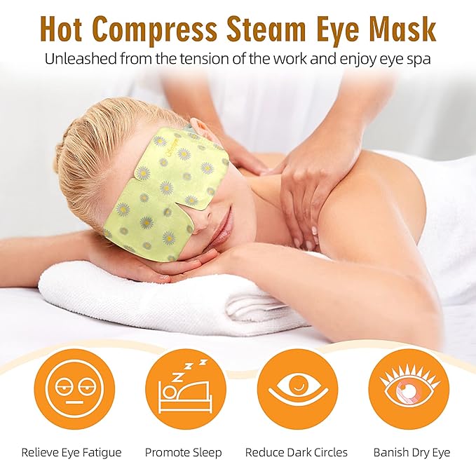 Serfeymi 10 Packs Steam Eye Masks,Disposable Self Heated Warm SPA Moist Eye Mask Compress Pad for Sleeping,Eye Fatigue Relief,Christmas Stocking Stuffers - Upgraded Scent-Chamomile