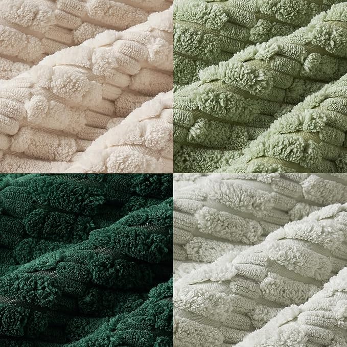 MIULEE Pack of 4 Summer Neutral Corduroy Decorative Throw Pillow Covers 18x18 Inch Farmhouse Boho Rustic Soft Striped Pillow Covers Home Decor for Sofa Living Room Couch Bed Green | Neutral Rustic Farmhouse Boho Soft Striped Pillow Covers,Home Decor fo...