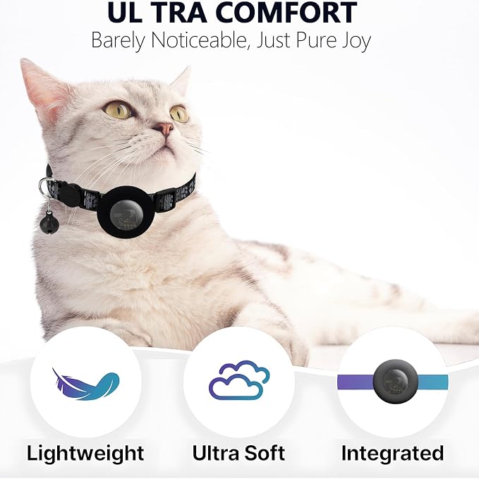 GPS Tracker for Cats, Mini GPS Pet Tracker with Collar, IPX8 Waterproof Cat Trackers Collar,No Monthly Fee,Work with Apple Find My(iOS Only),Smart Trackers for Pets-Black-4